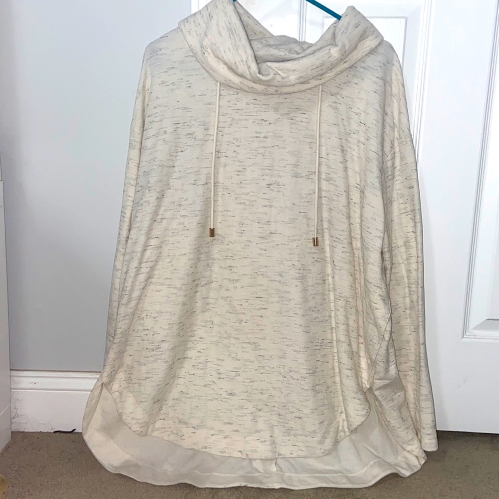 Ava and Viv 2X turtleneck Sweater, White Heather